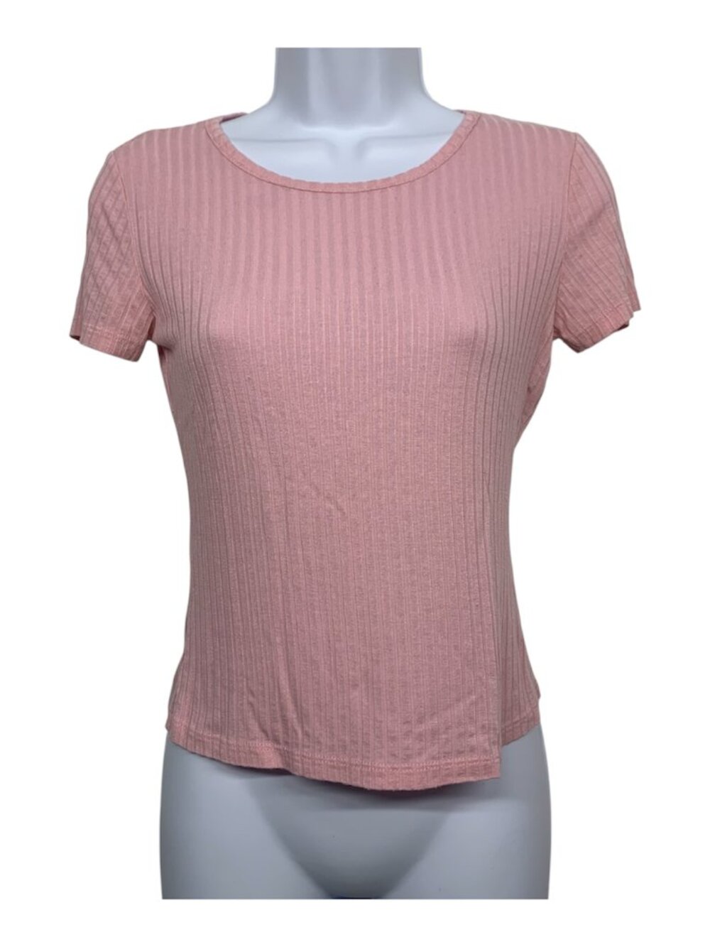 Intimately Free People Women size S Pink Ribbed Cropped Fitted T-Shirt